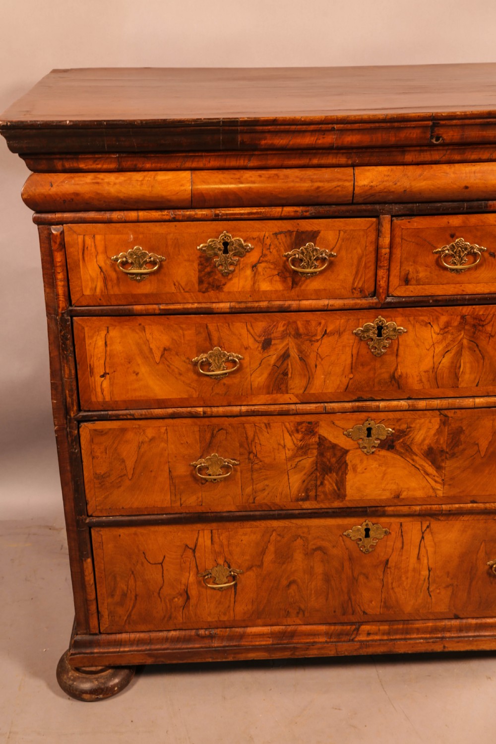 An English Walnut Chest original brasswork View V