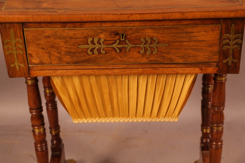 A Stunning Regency Rosewood Sewing Table brass Inlay View VIII
