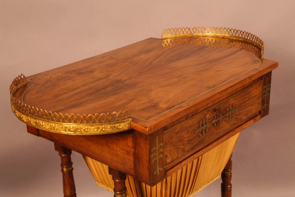 A Stunning Regency Rosewood Sewing Table brass Inlay View IX