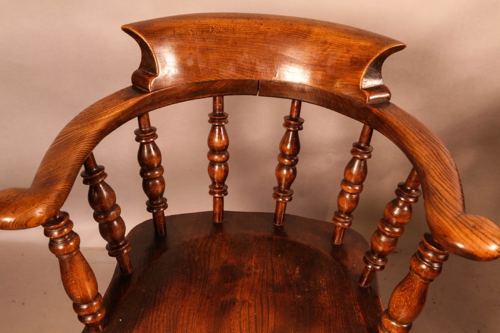 A Victorian Captains Chair in Ash with an Elm seat View IV