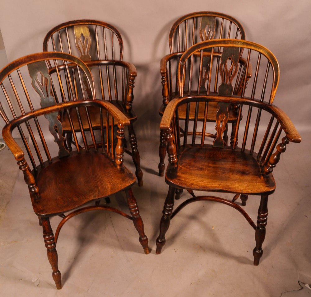 A Set of 4 Ash and Elm Windsor Chairs Rockley Maker View II