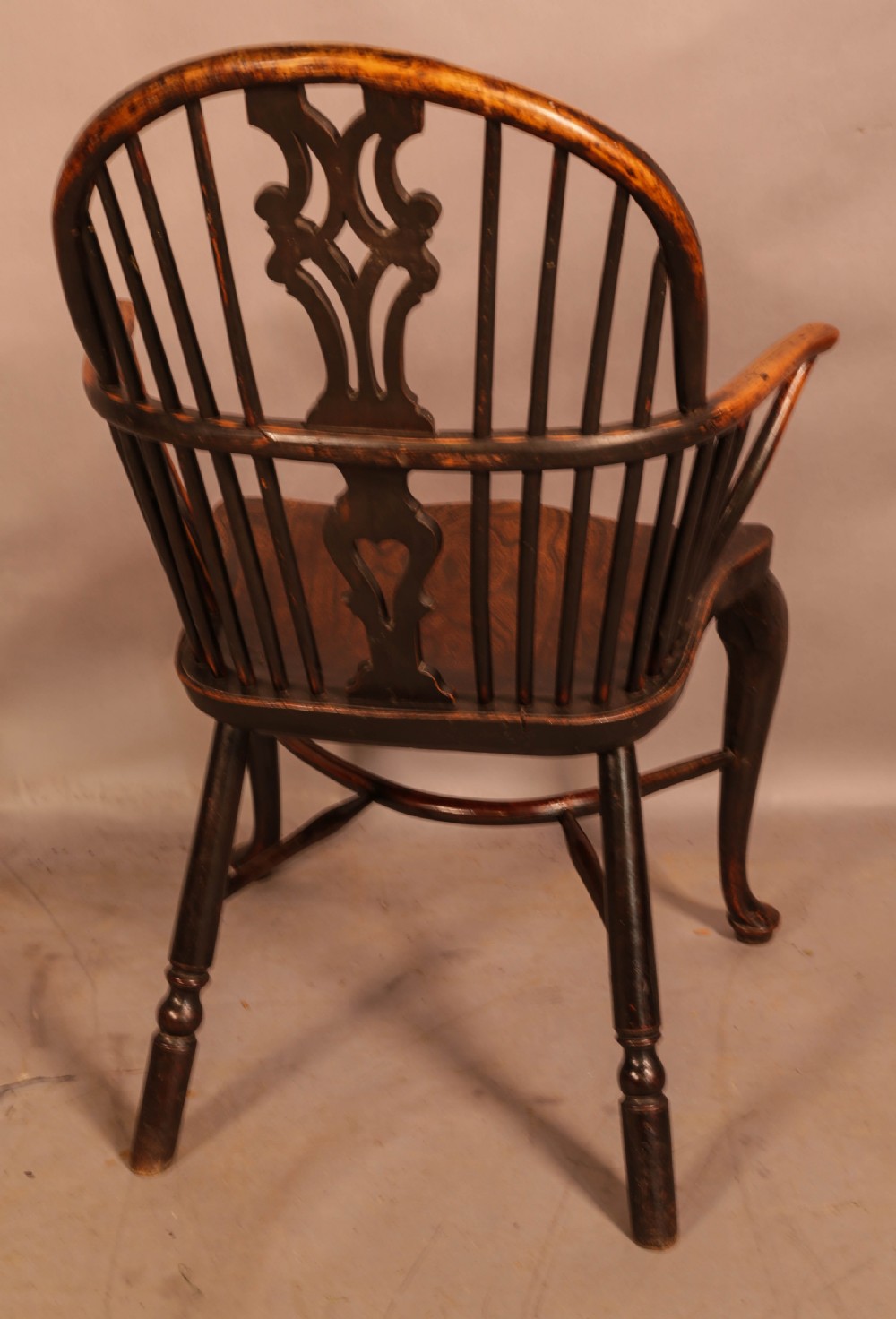 A rare Georgian Yew Windsor on cabriole Legs View III