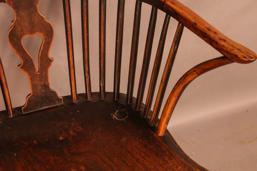 A rare Georgian Yew Windsor on cabriole Legs View VIII