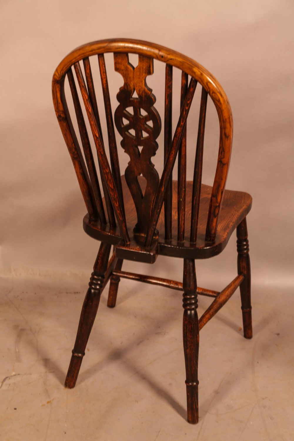 A Pair of Wheelback Kitchen Chairs c 1860 View V