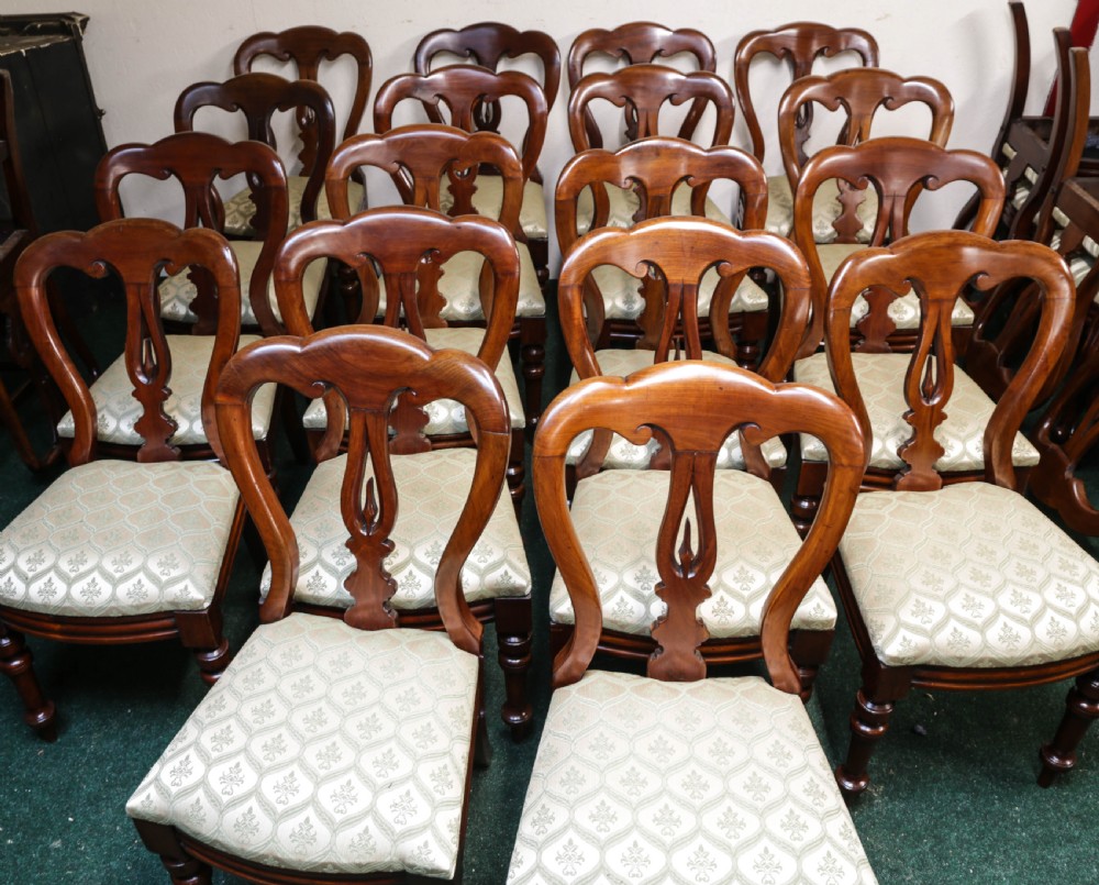 A Rare Set of 18 Victorian Spear Point Dining Chairs