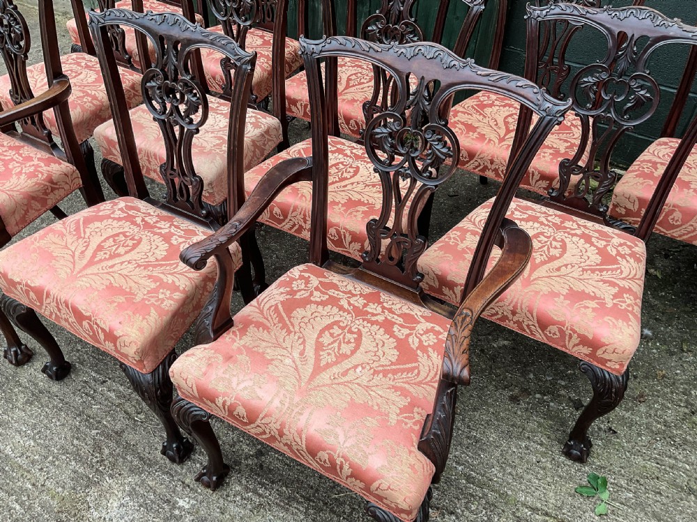 A Superb Set of 12 Victorian Chippendale Dining chairs mahogany View V