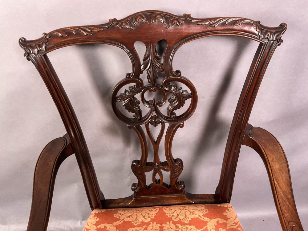 A Superb Set of 12 Victorian Chippendale Dining chairs mahogany View XV
