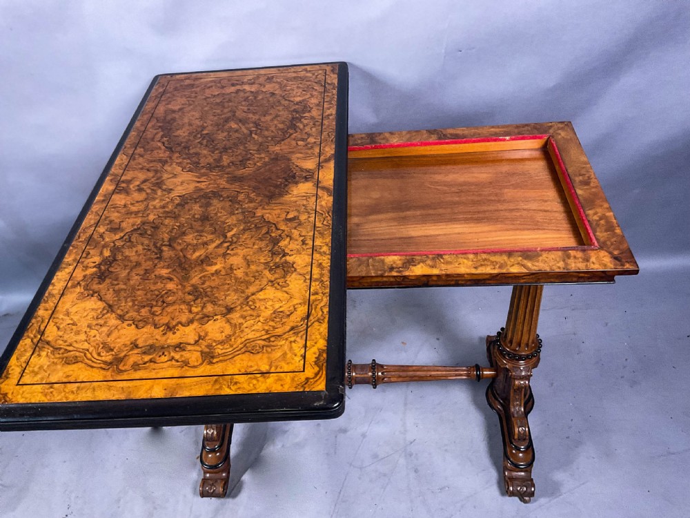 A Victorian Burr Walnut Games Table View X