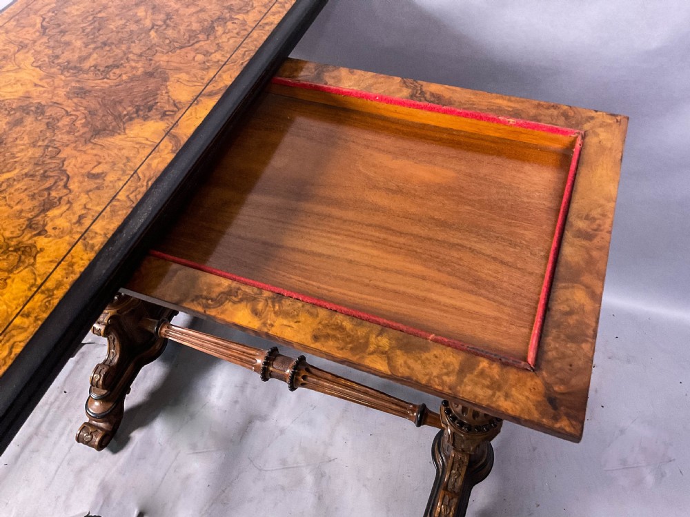 A Victorian Burr Walnut Games Table View XI