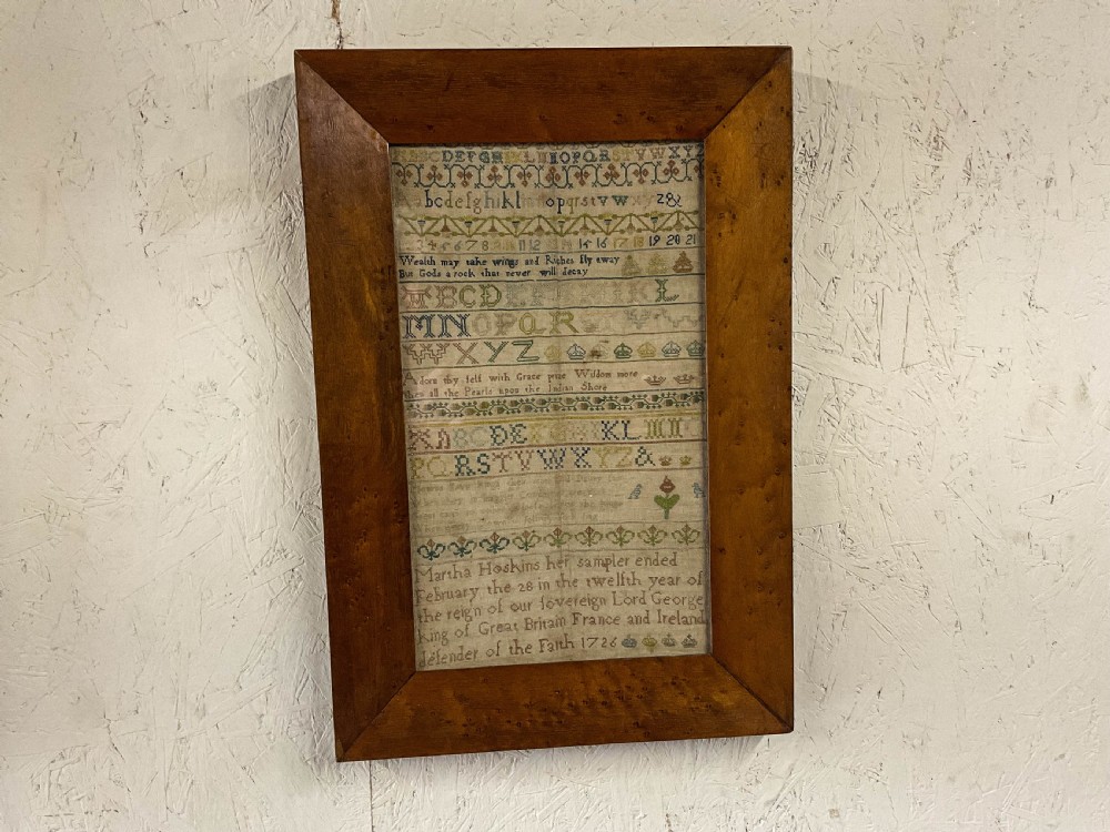 George I Girl Needlework Sampler Martha Hoskins 1726 View II
