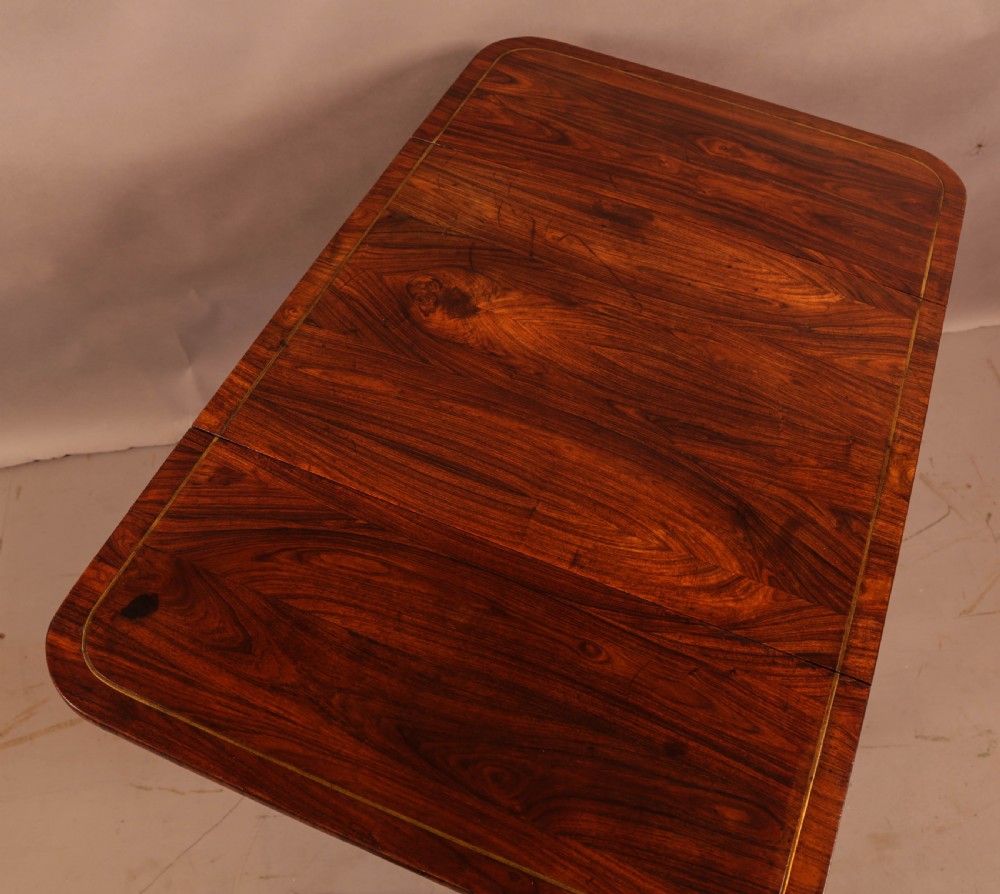 A Superb Regency Brass Inlaid Sewing Table Rosewood View VIII