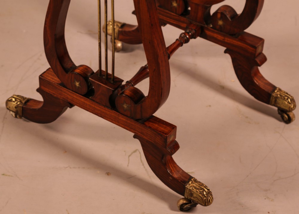 A Superb Regency Brass Inlaid Sewing Table Rosewood View X