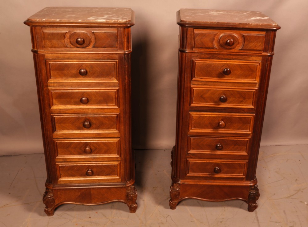 A Pair of French Bedside Cupboards in Walnut View II