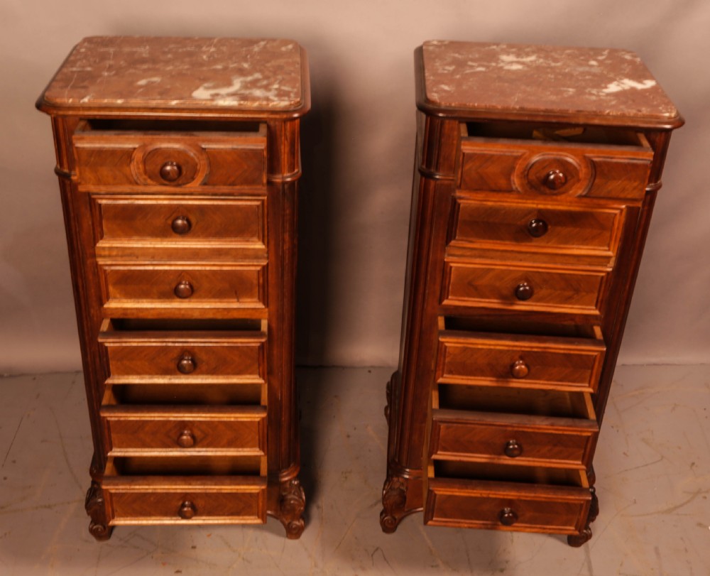 A Pair of French Bedside Cupboards in Walnut View III