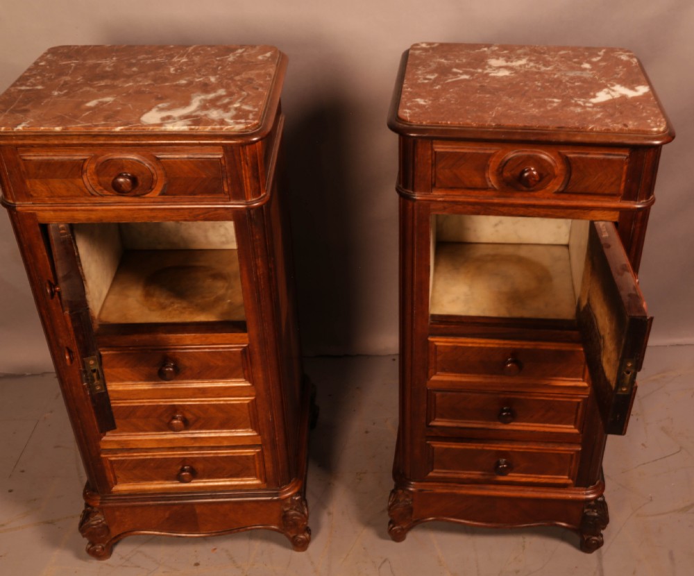 A Pair of French Bedside Cupboards in Walnut View IV