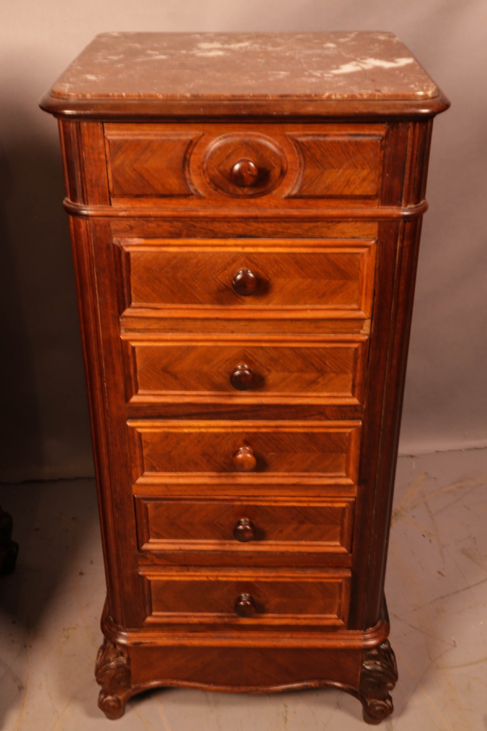 A Pair of French Bedside Cupboards in Walnut View VII