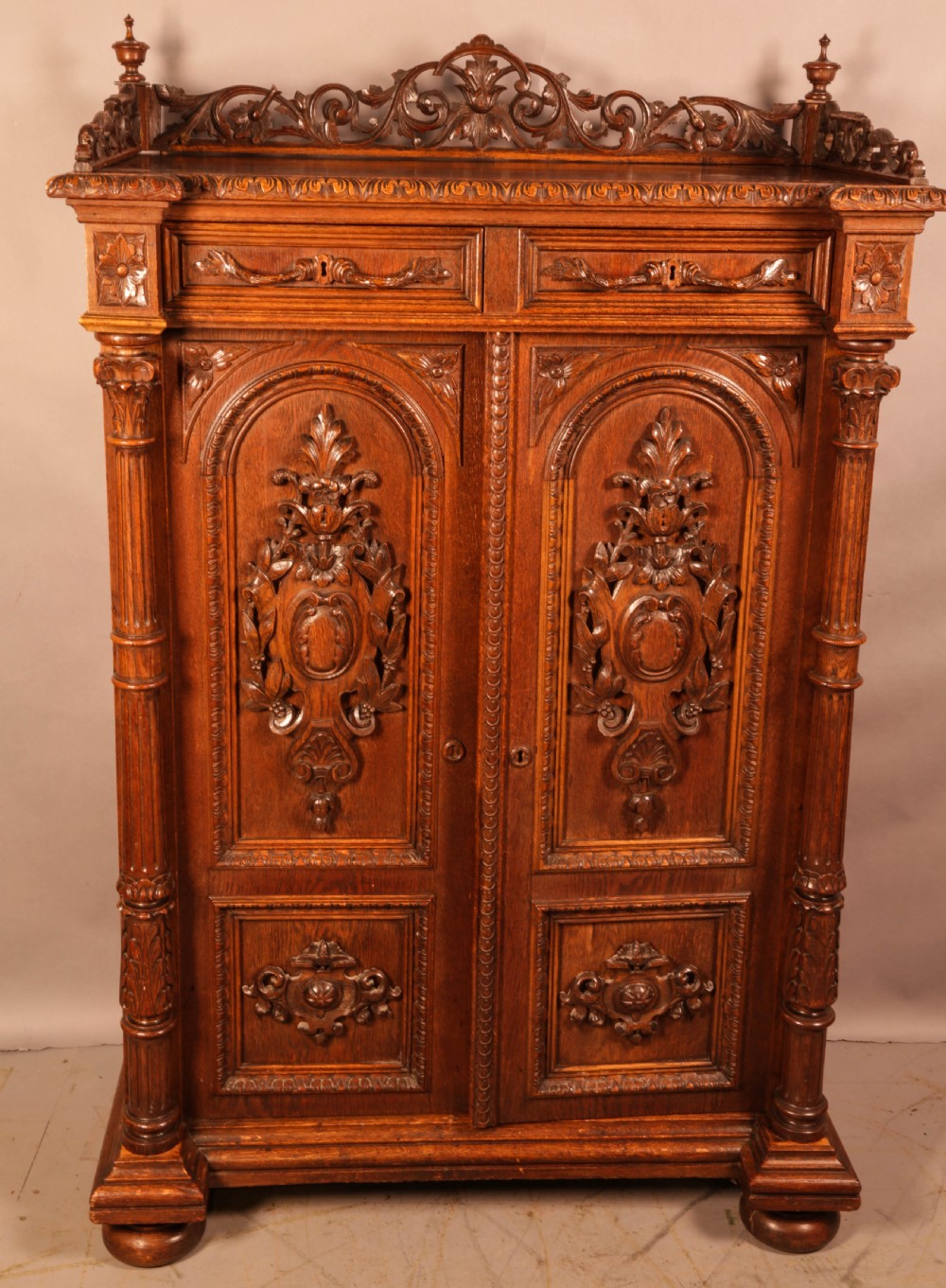 A Fantastic Carved Oak 2 Door Cabinet