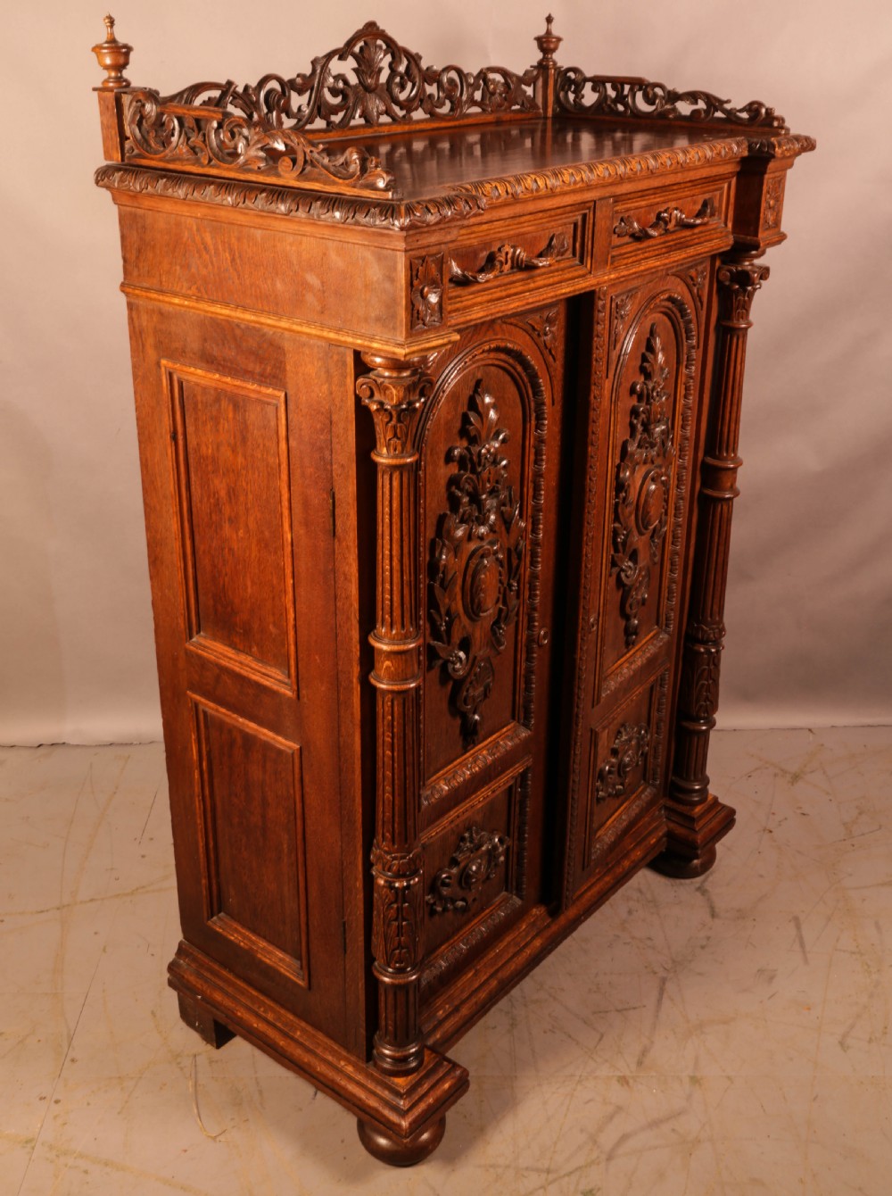 A Fantastic Carved Oak 2 Door Cabinet View II