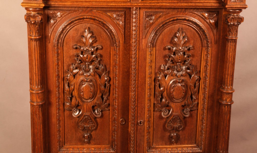 A Fantastic Carved Oak 2 Door Cabinet View III