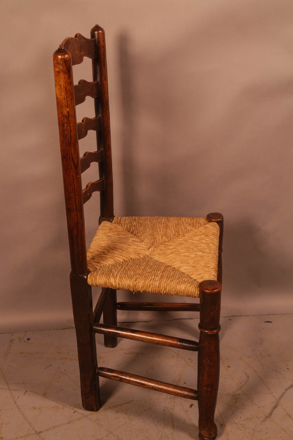 A Rare Genuine matching set of 6 Georgian Ladder Back Dining chairs in Elm View VII