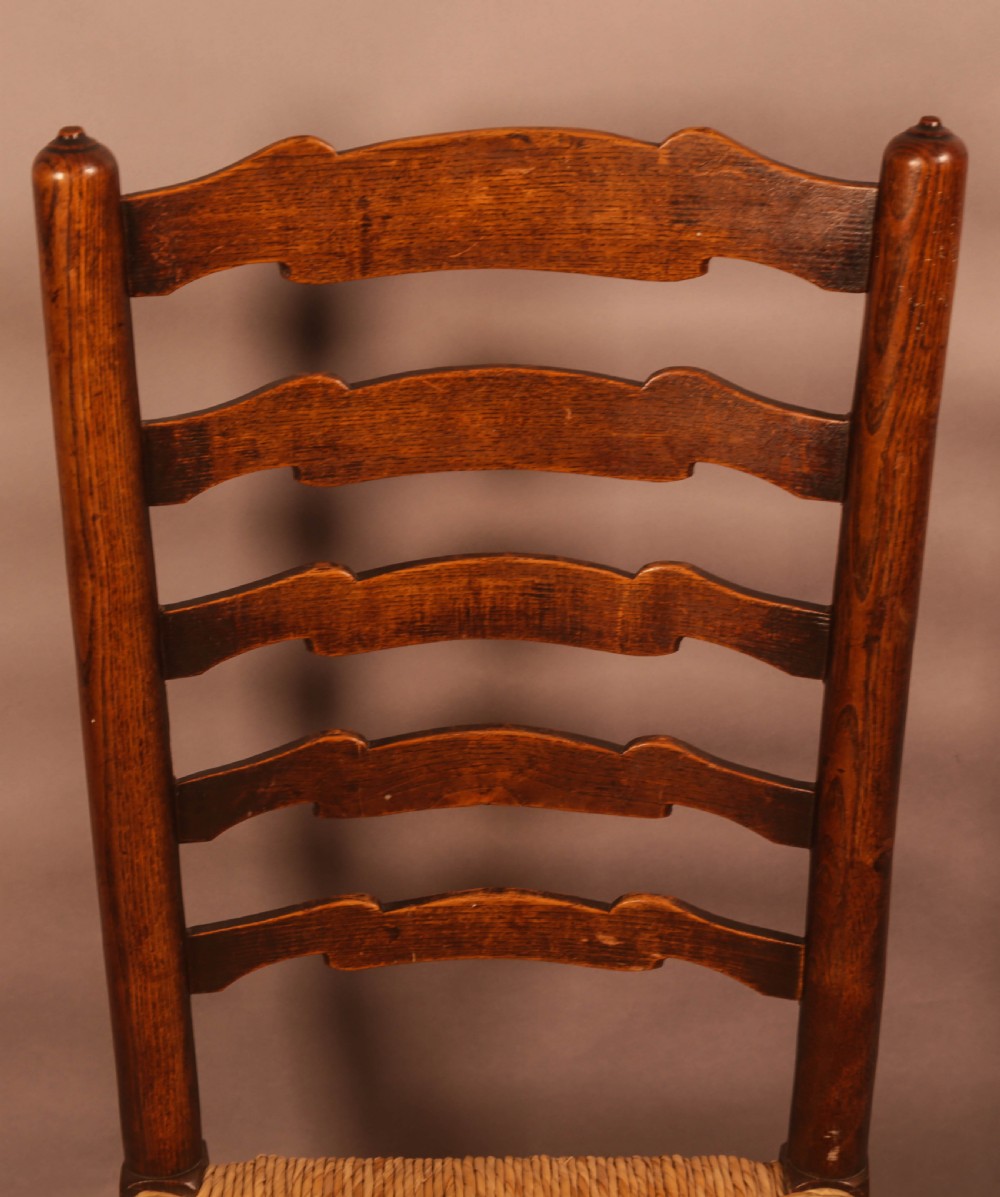 A Rare Genuine matching set of 6 Georgian Ladder Back Dining chairs in Elm View VIII
