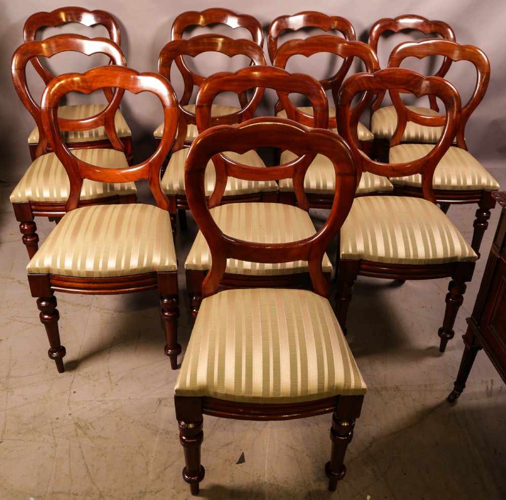 A Set of 12 Victorian Mahogany Balloon Back Dining Chairs View II