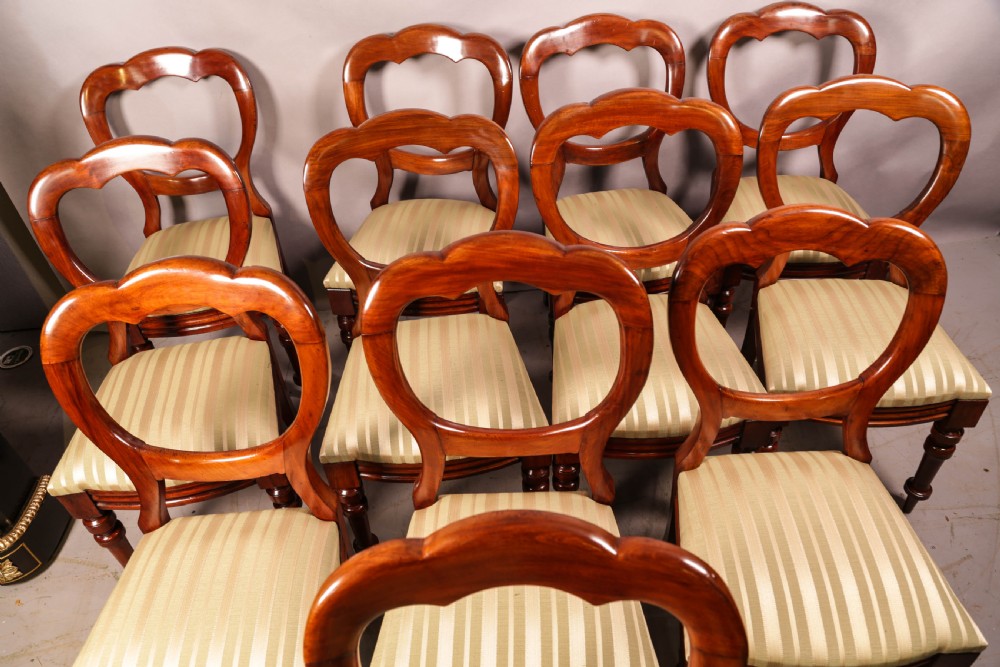 A Set of 12 Victorian Mahogany Balloon Back Dining Chairs View V