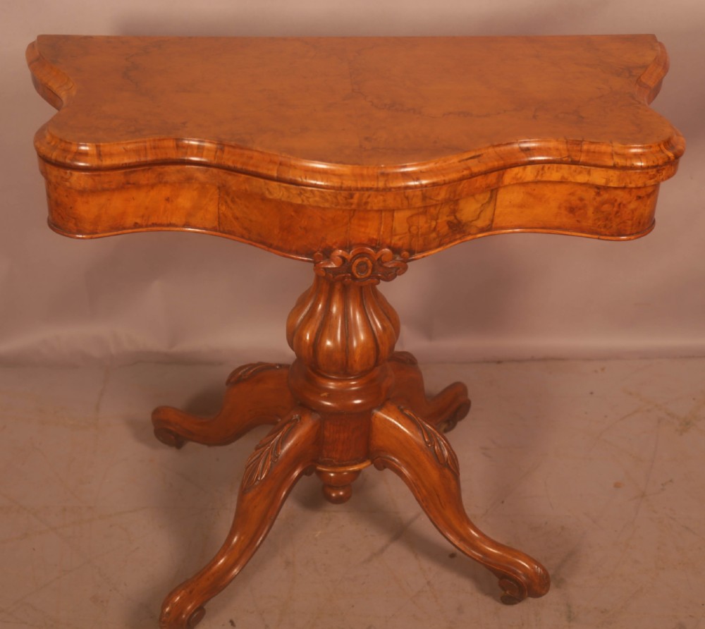 A Victorian Burr Walnut Games Table