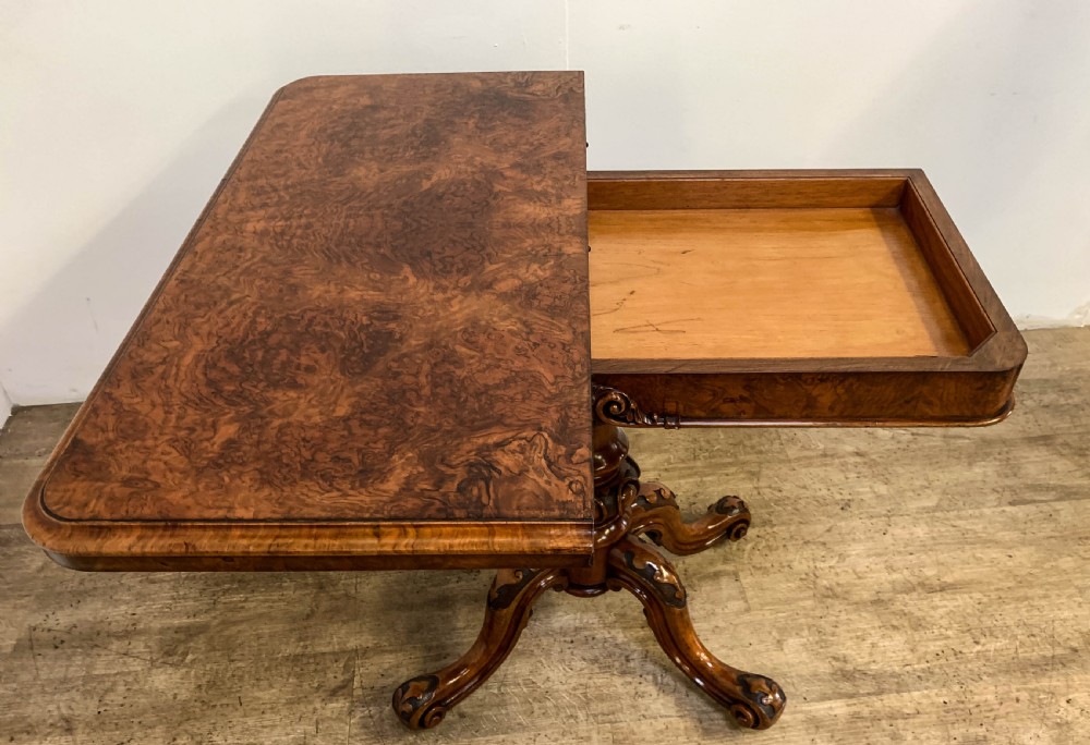 A Quality Victorian Burr Walnut Games Table View II