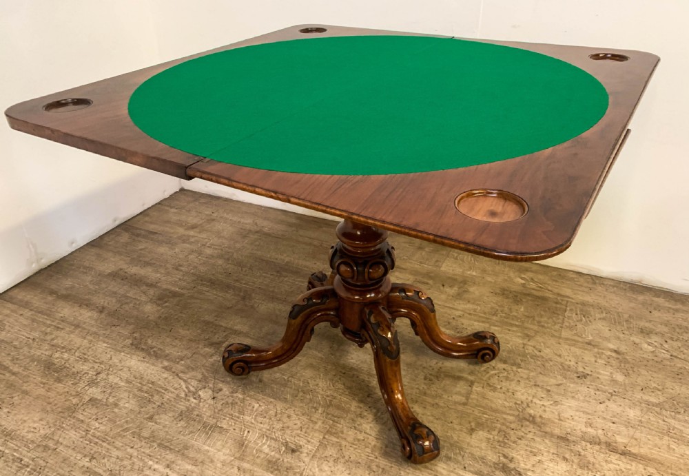A Quality Victorian Burr Walnut Games Table View VII