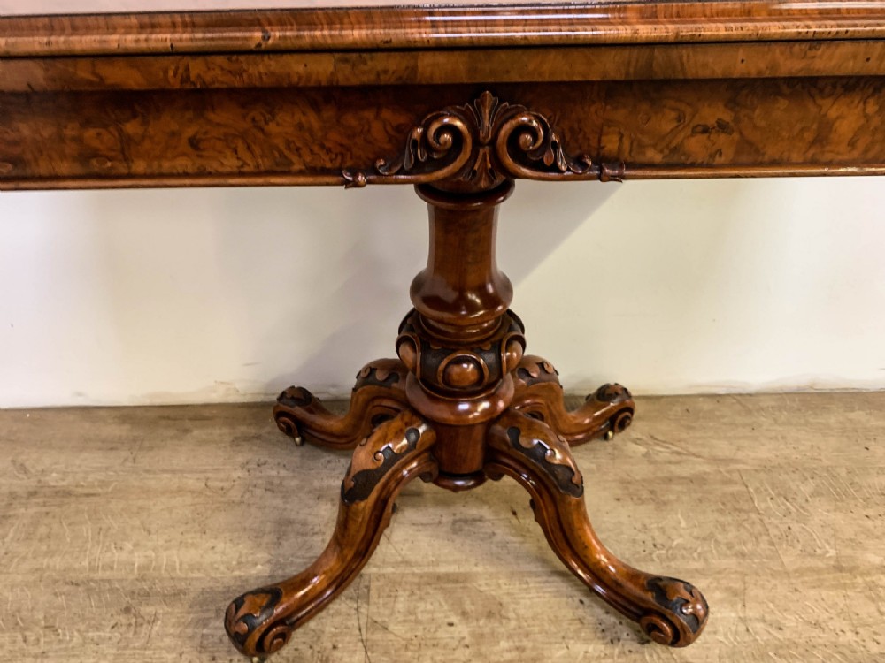 A Quality Victorian Burr Walnut Games Table View VIII