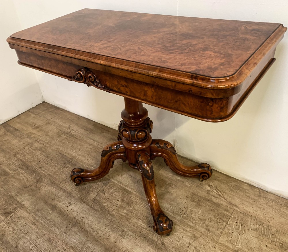 A Quality Victorian Burr Walnut Games Table View X