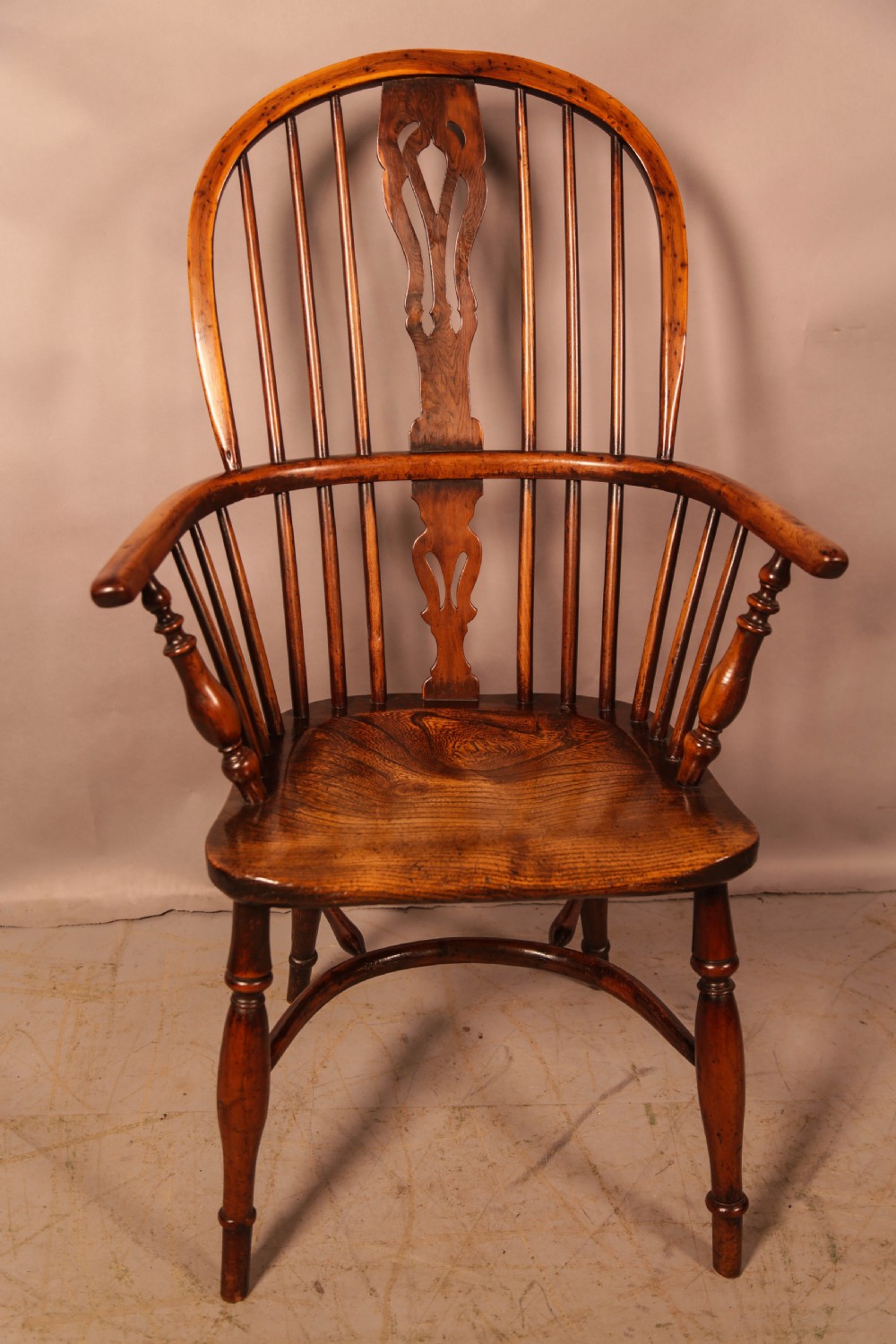 A Good High Back Windsor Chair in Yew Rockley Maker c1840