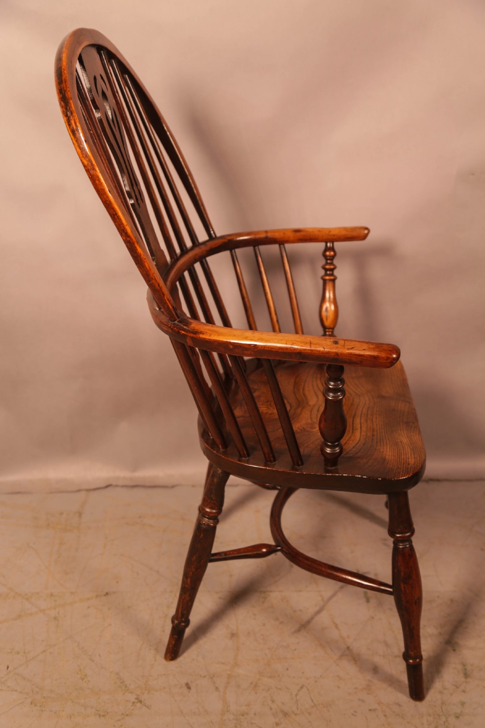 A Good High Back Windsor Chair in Yew Rockley Maker c1840 View II