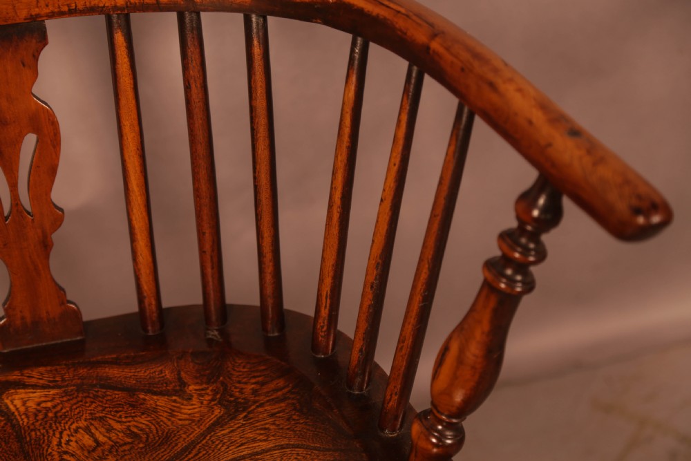 A Good High Back Windsor Chair in Yew Rockley Maker c1840 View VIII