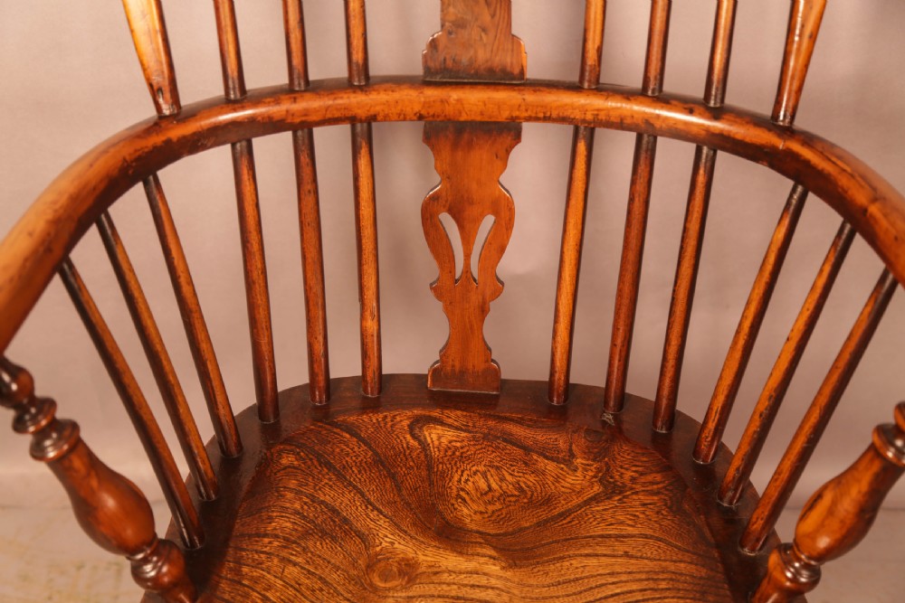 A Good High Back Windsor Chair in Yew Rockley Maker c1840 View IX