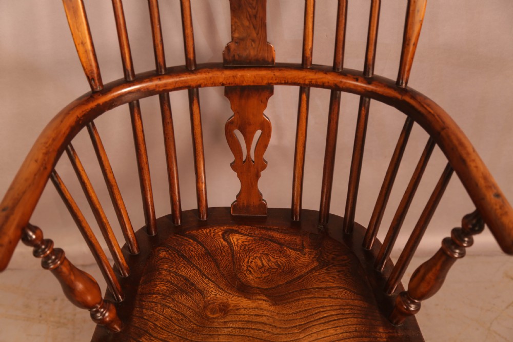 A Good High Back Windsor Chair in Yew Rockley Maker c1840 View XI