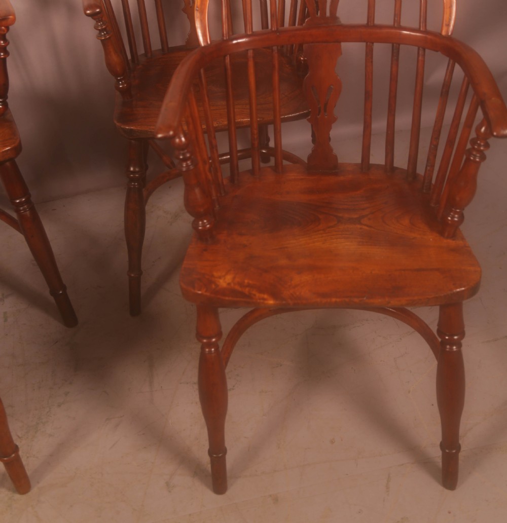 A Harlequin set of 4 Yew Wood Windsor Chairs View IV