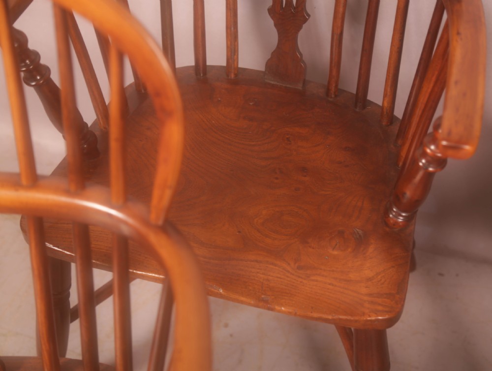 A Harlequin set of 4 Yew Wood Windsor Chairs View IX