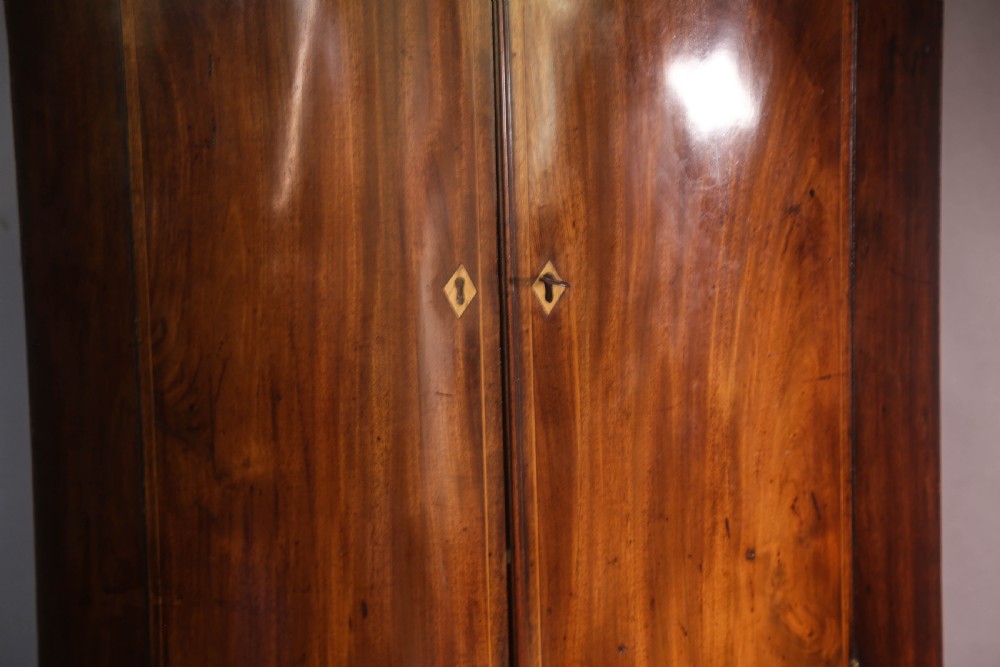 A Georgian Bow Front Corner cupboard Mahogany Inlaid View IV