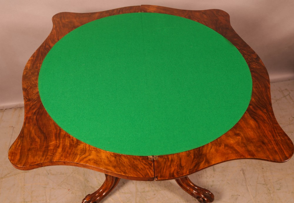 A Good Victorian Burr Walnut Games Table View VI