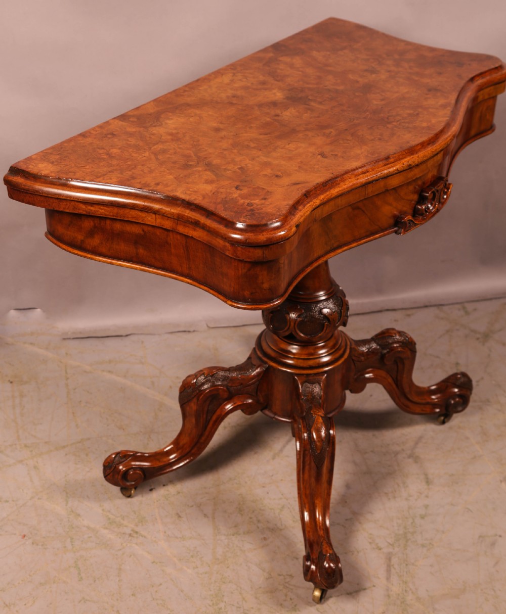 A Good Victorian Burr Walnut Games Table View VII