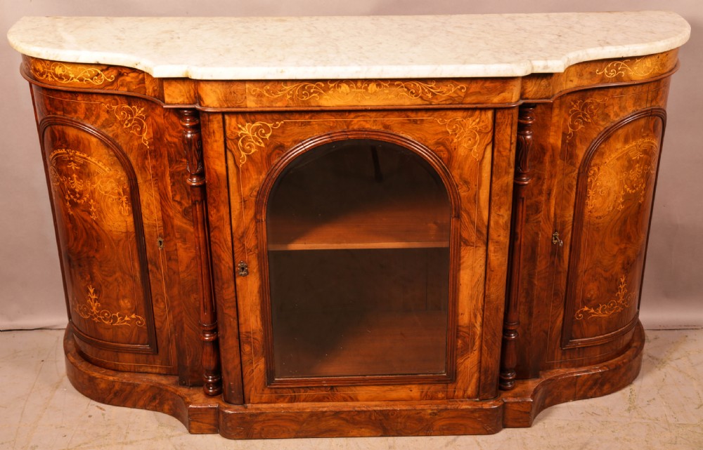 A Victorin Burr Walnut Credenza with marble top
