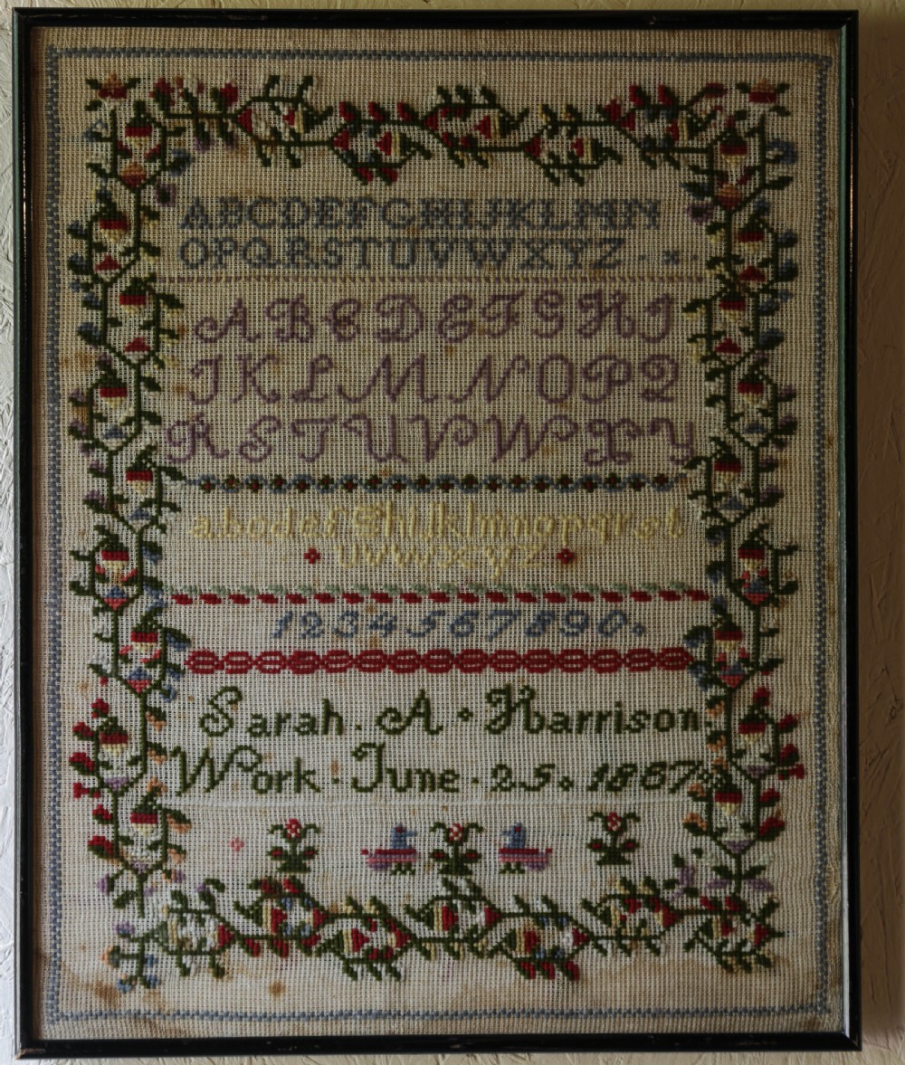 A Needlework Sampler by Sarah A Harrison June 25th 1887 View IV
