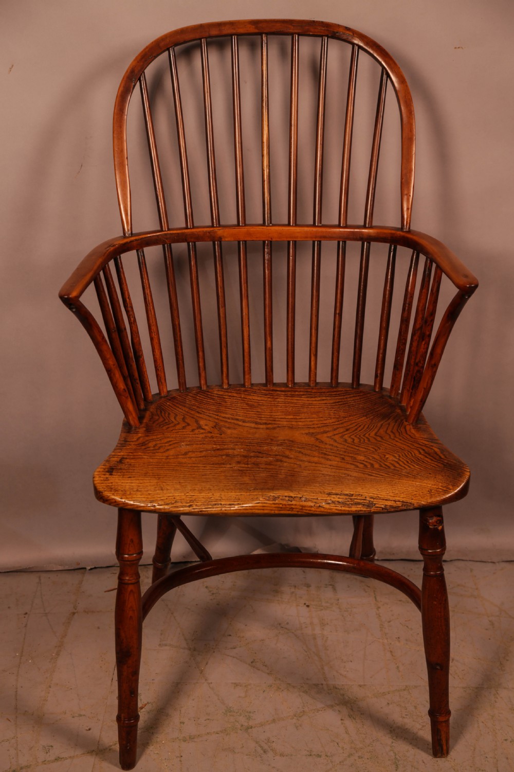 A Yew Wood Stick Back Windsor chair c 1840
