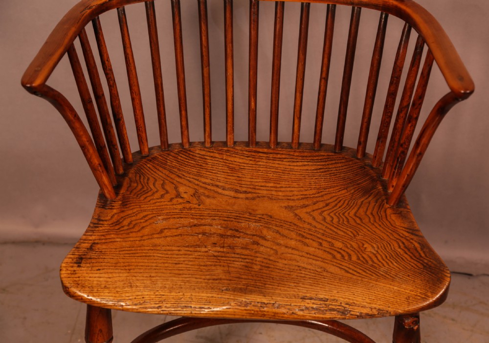 A Yew Wood Stick Back Windsor chair c 1840 View V
