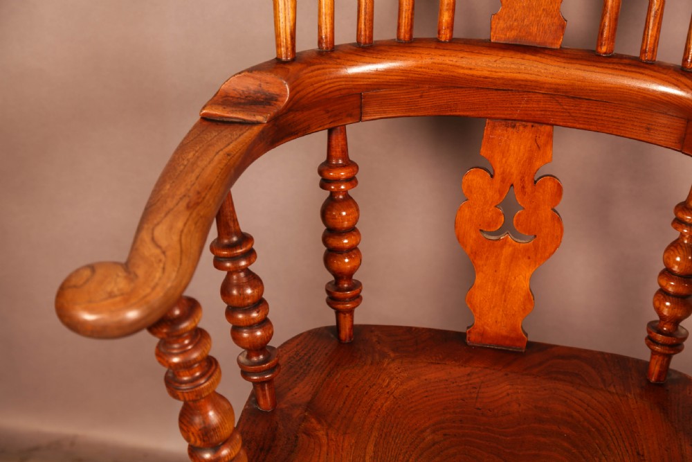 A Good Ash and Elm Broad Arm Windsor Armchair View V