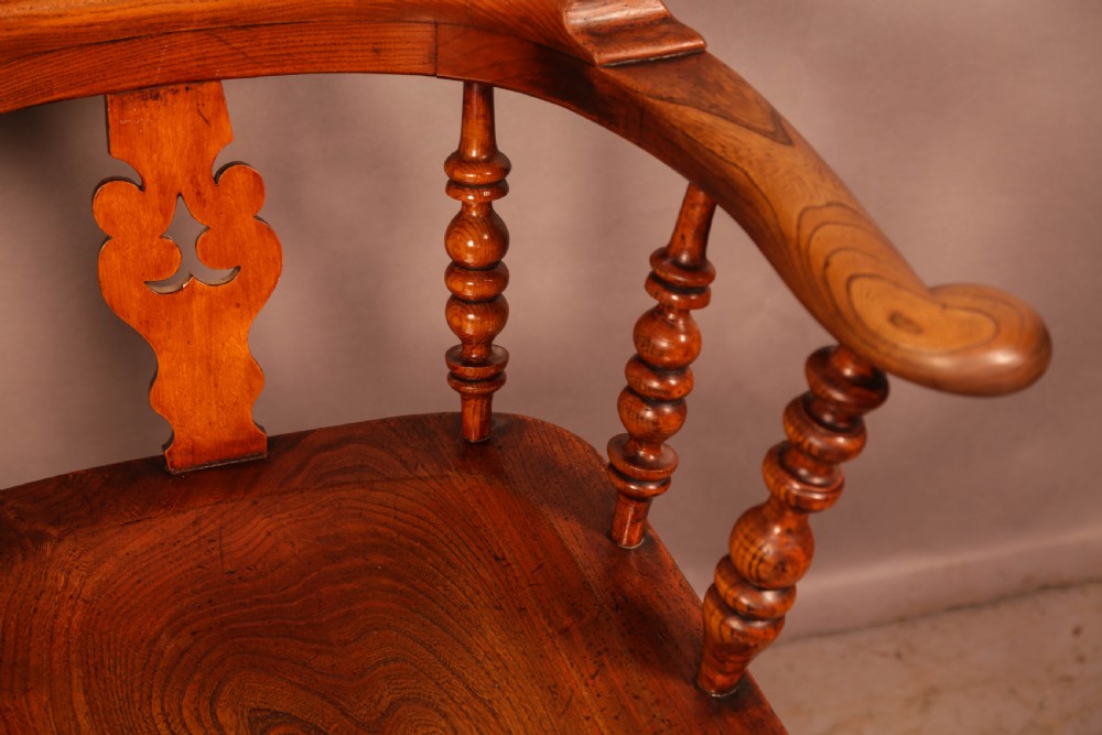A Good Ash and Elm Broad Arm Windsor Armchair View VI