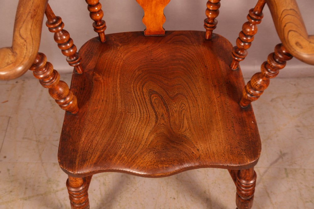 A Good Ash and Elm Broad Arm Windsor Armchair View IX