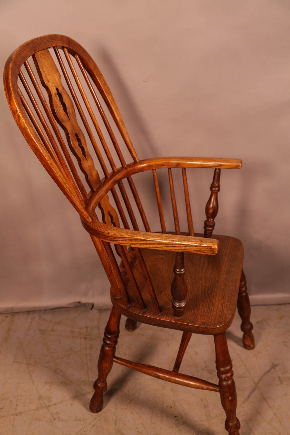 A Victorian High Back Windsor chair stick arm View III